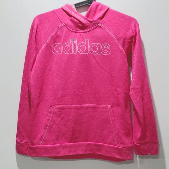 Adidas Girls’ Hot Pink Hoodie – XL Pullover Sweatshirt for Chilly Days - Picture 1 of 5